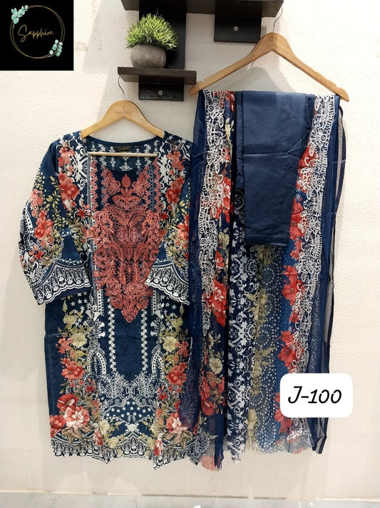 Jazmin Vol 100 Blue Sapphire Pakistani Readymade Suits