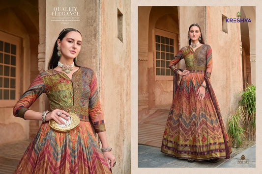 434 Ada Kreshva Print Gown Dupatta Set