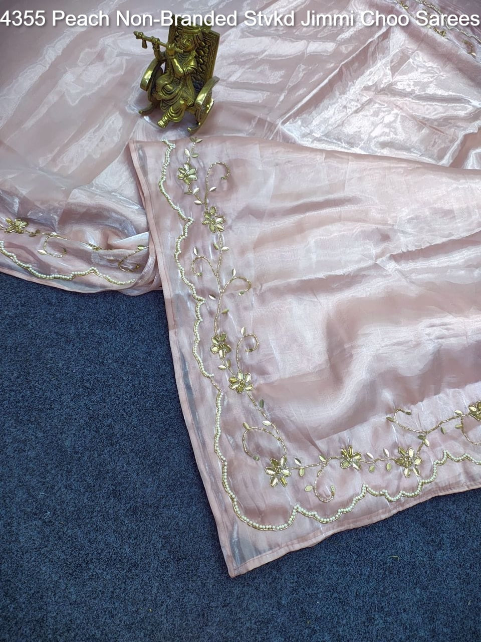 4355 Peach Non-Branded Stvkd Jimmi Choo Sarees
