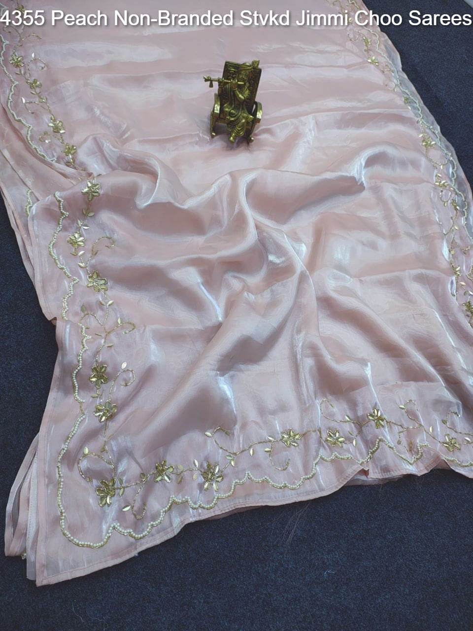 4355 Peach Non-Branded Stvkd Jimmi Choo Sarees