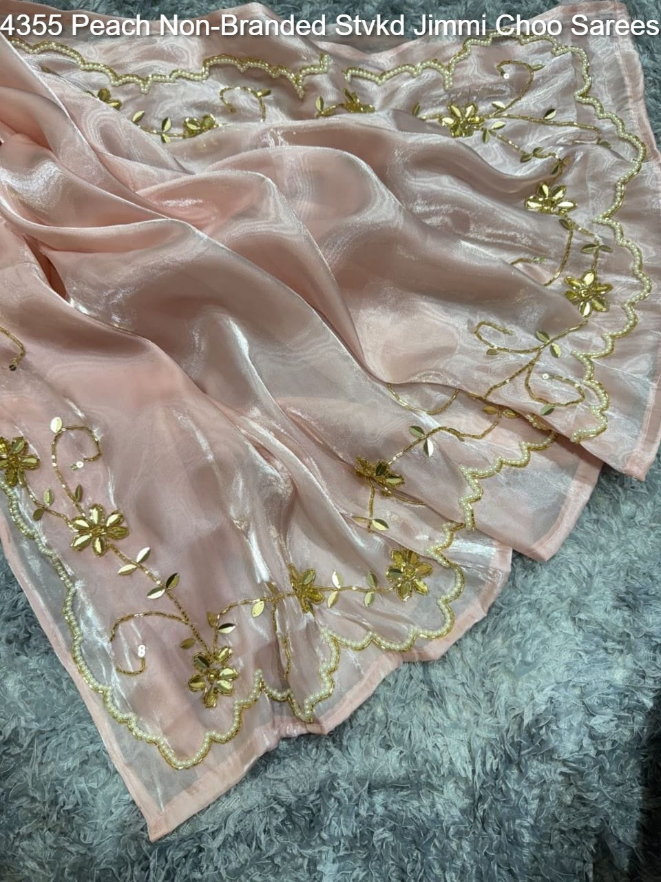4355 Peach Non-Branded Stvkd Jimmi Choo Sarees