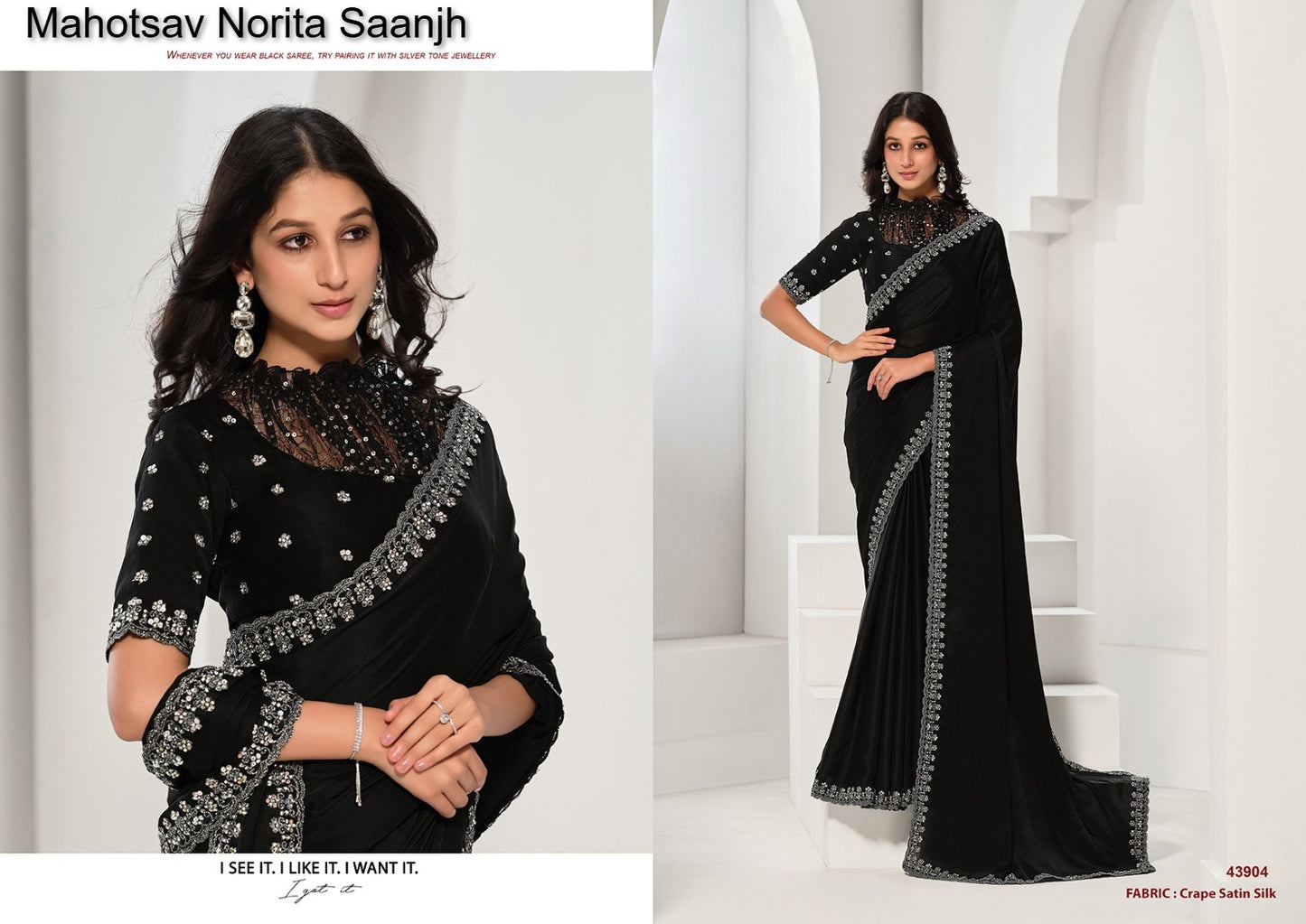 43904 Norita Saanjh Mahotsav Crepe Satin Silk Sarees
