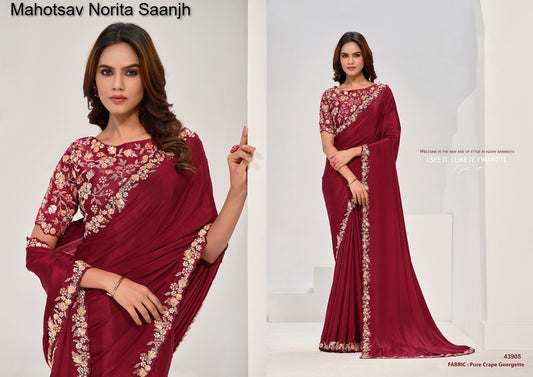 43905 Norita Saanjh Mahotsav Pure Crepe Georgette Sarees