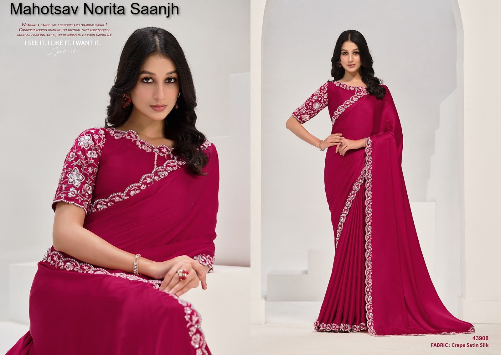 43908 Norita Saanjh Mahotsav Crepe Satin Silk Sarees