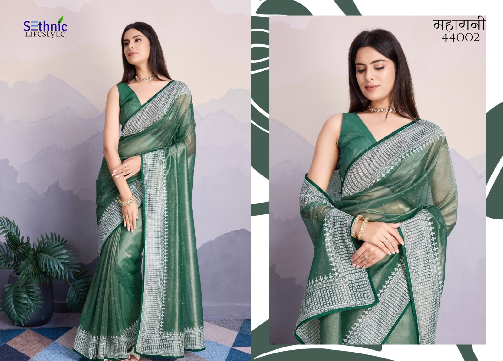 44002 Maharani Sethnic Thread Work Sarees