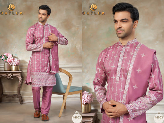 44003 Wedding Vol 44 With Dupatta Outluk Pure Silk Mens Kurta Pyjama