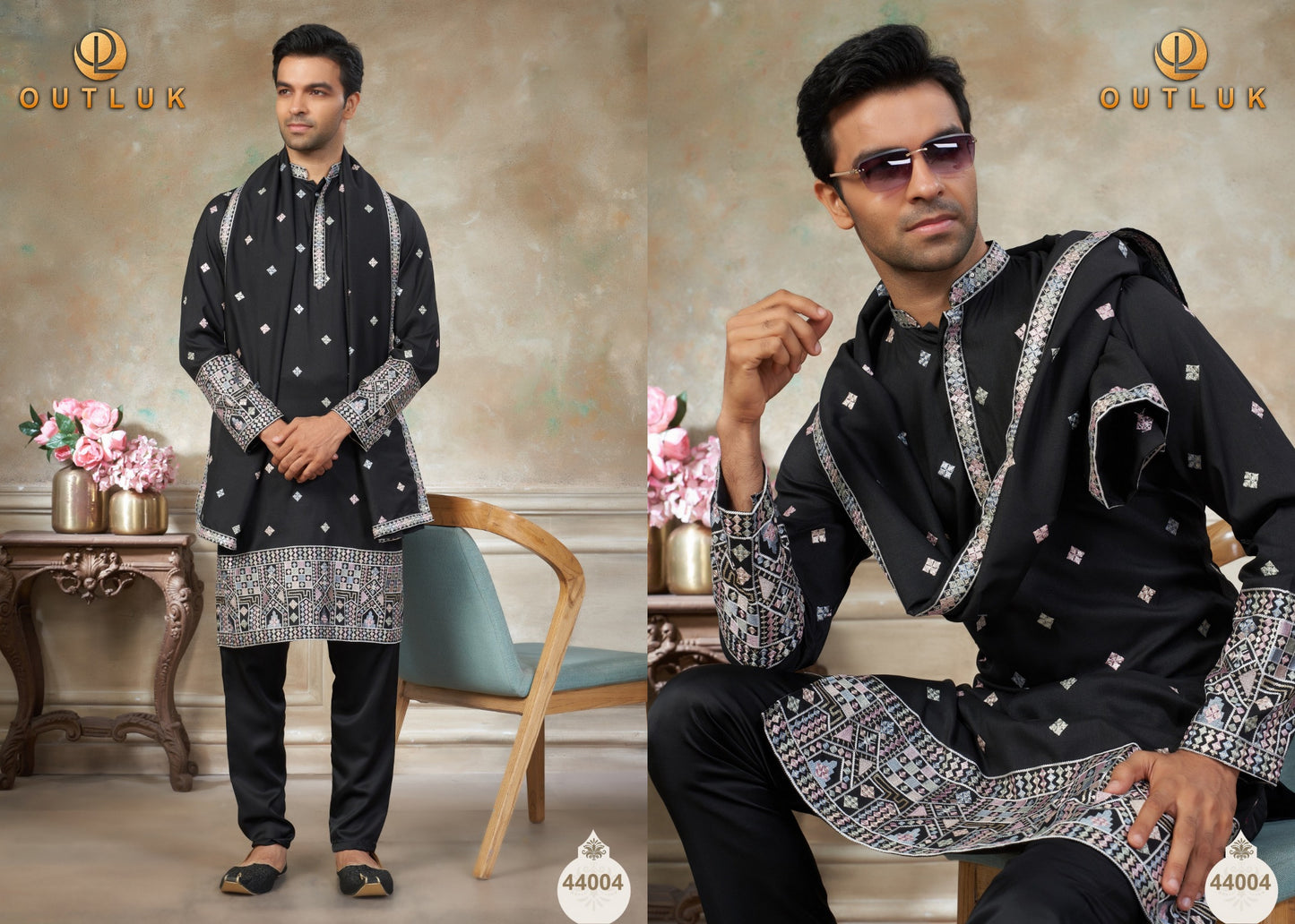 44004 Wedding Vol 44 With Dupatta Outluk Pure Silk Mens Kurta Pyjama