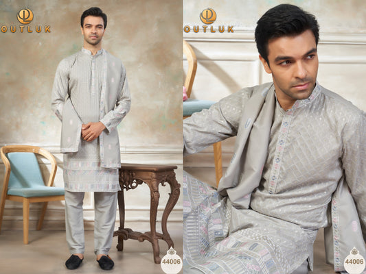 44006 Wedding Vol 44 With Dupatta Outluk Pure Silk Mens Kurta Pyjama
