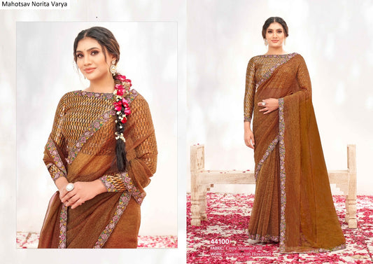44100 Norita Varya Mahotsav Crepe Shimmer Silk Sarees