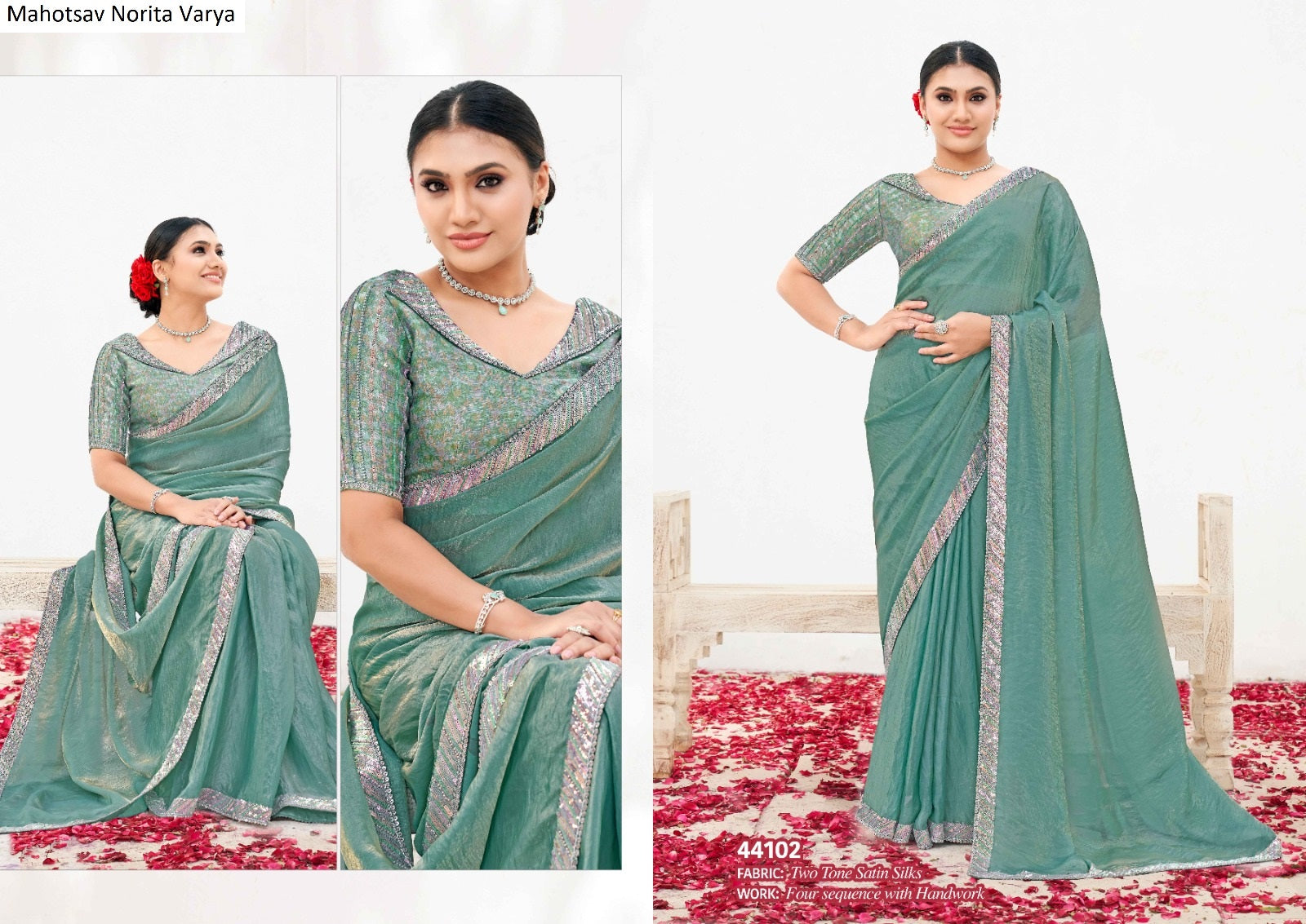 44102 Norita Varya Mahotsav Two Tone Satin Silk Sarees