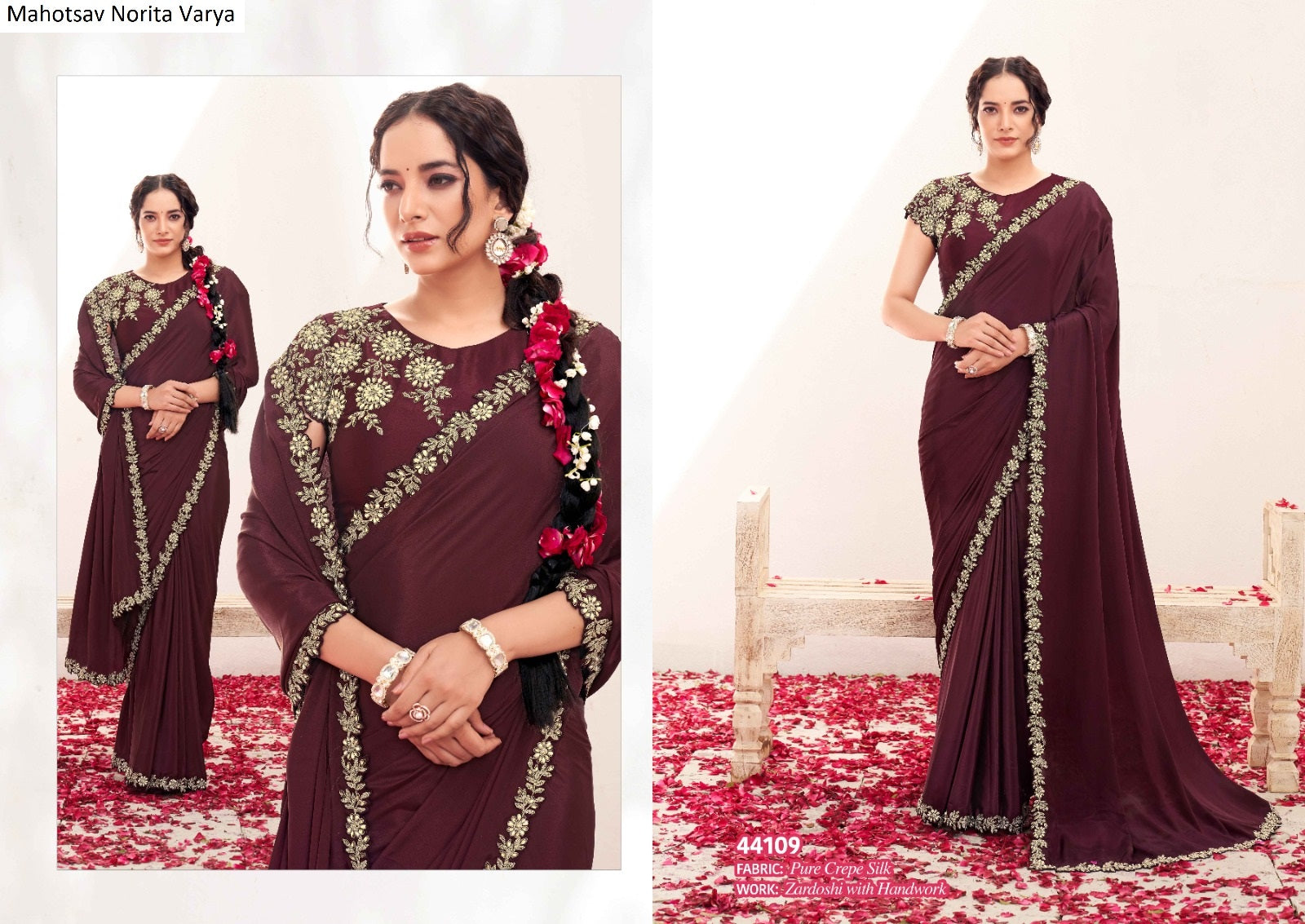 44109 Norita Varya Mahotsav Pure Crepe Silk Sarees