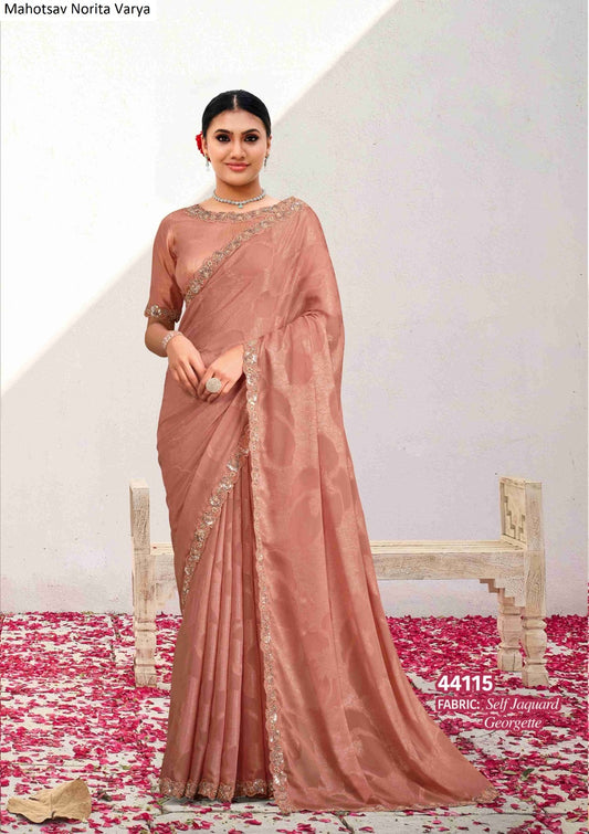 44115 Norita Varya Mahotsav Self Jacquard Georgette Sarees