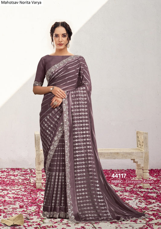 44117 Norita Varya Mahotsav Georgette Kasab Sarees