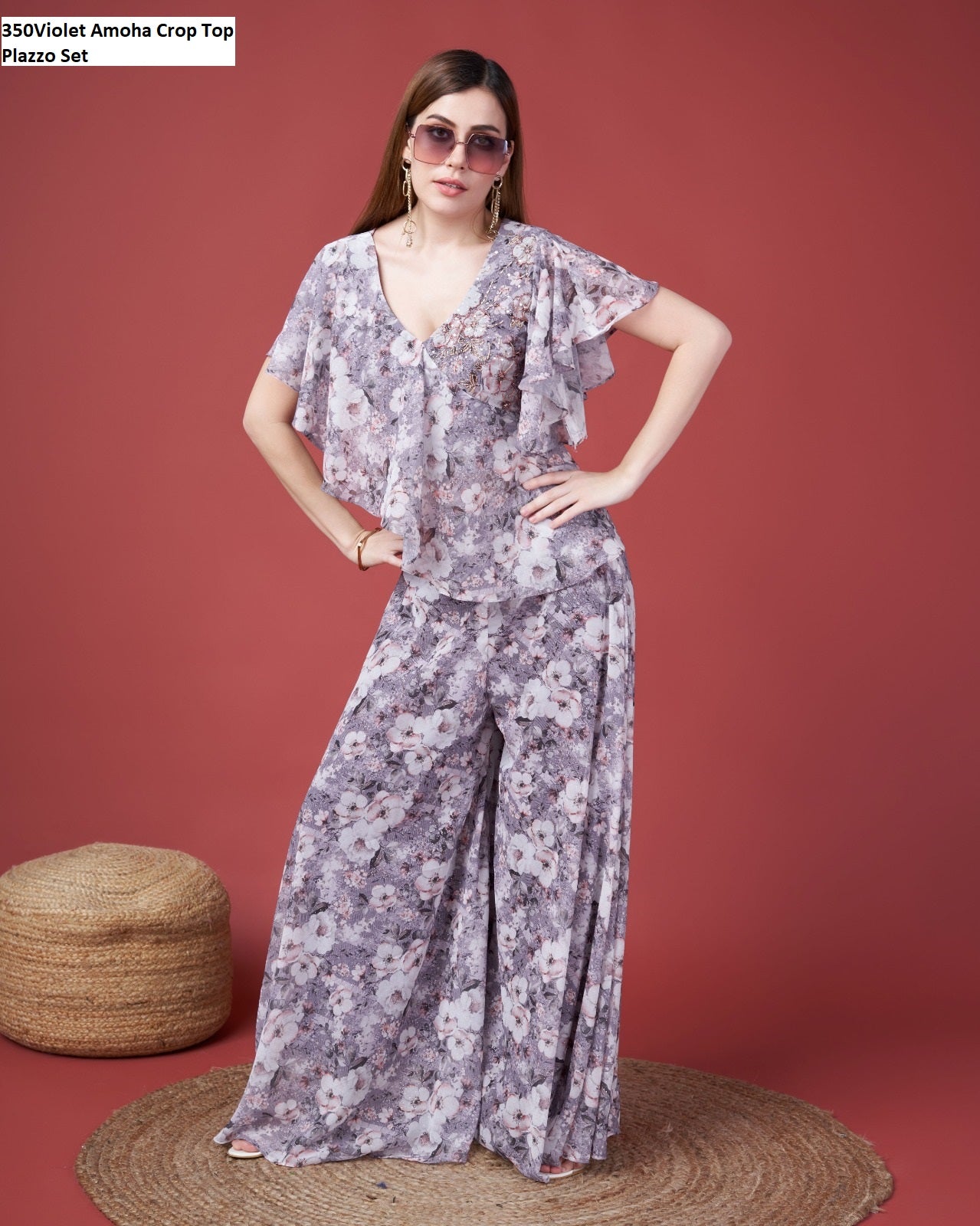 350Violet Amoha Crop Top Plazzo Set