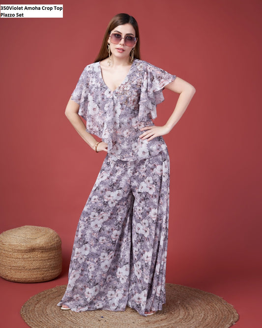 350Violet Amoha Crop Top Plazzo Set