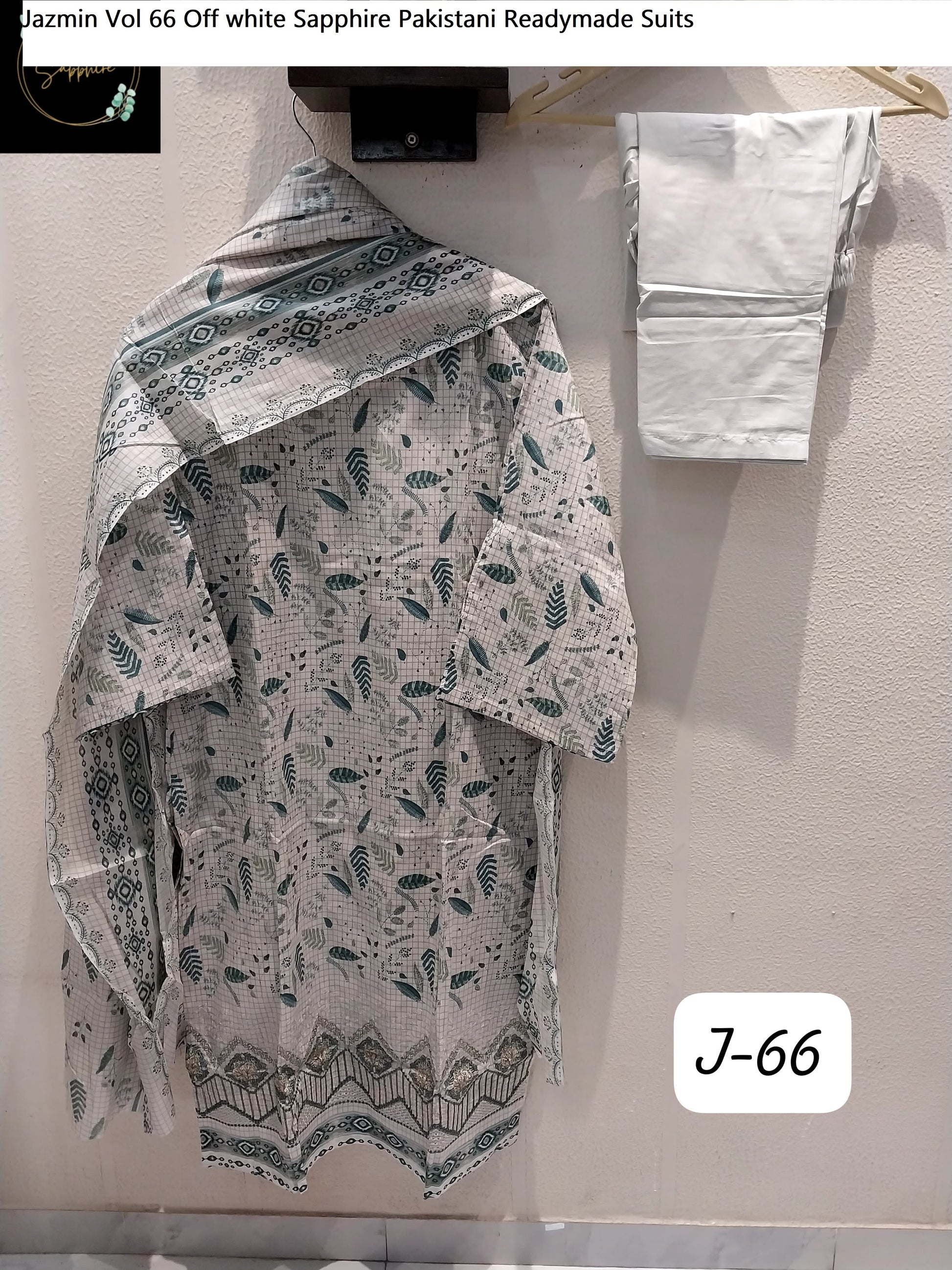 Jazmin Vol 66 Off White Sapphire Pakistani Readymade Suits
