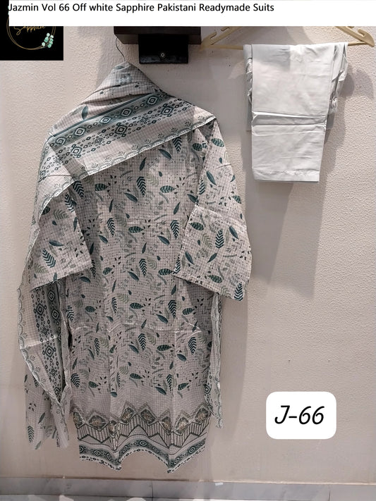 Jazmin Vol 66 Off White Sapphire Pakistani Readymade Suits