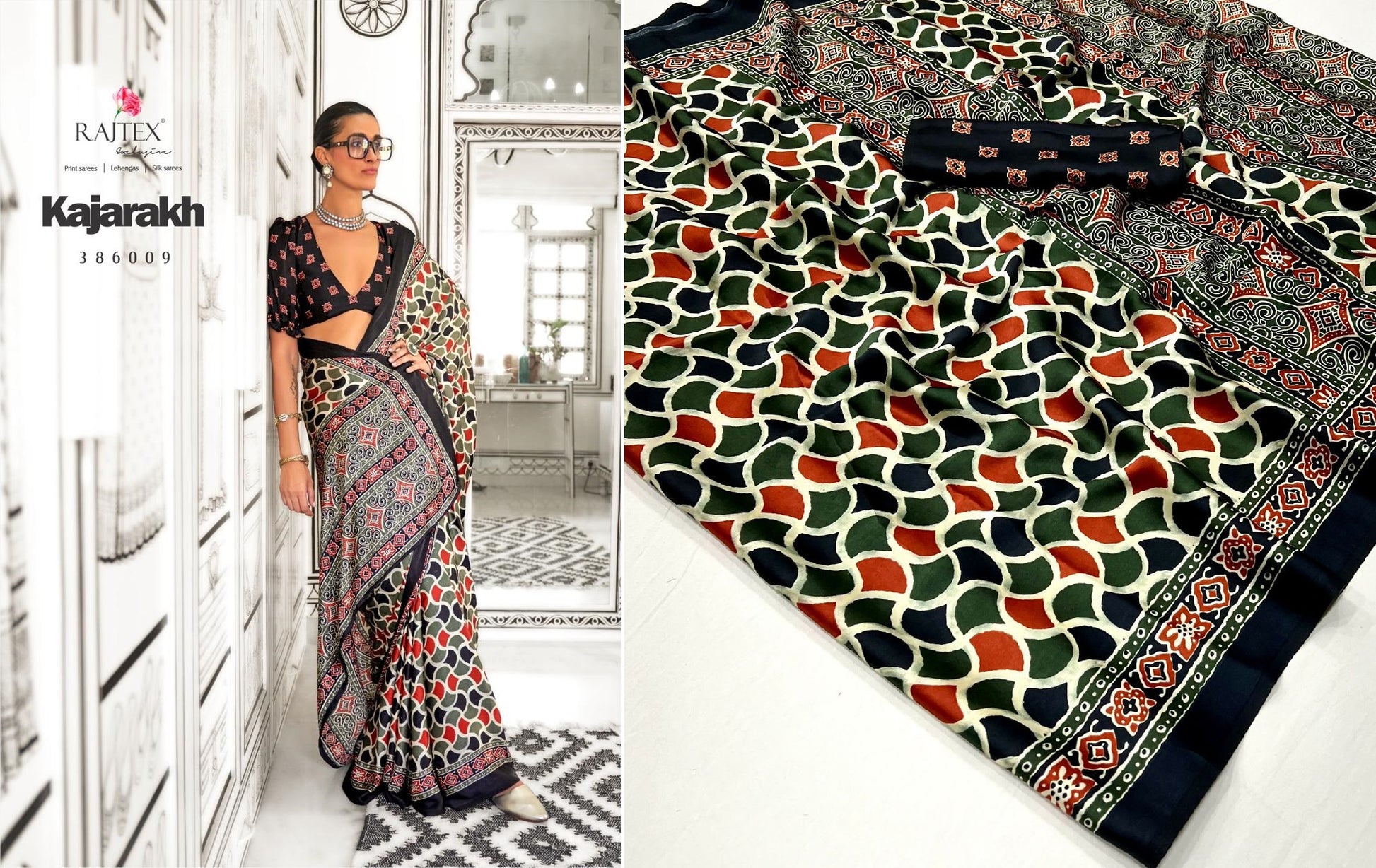 386009 Kajarakh Rajtex Sarees