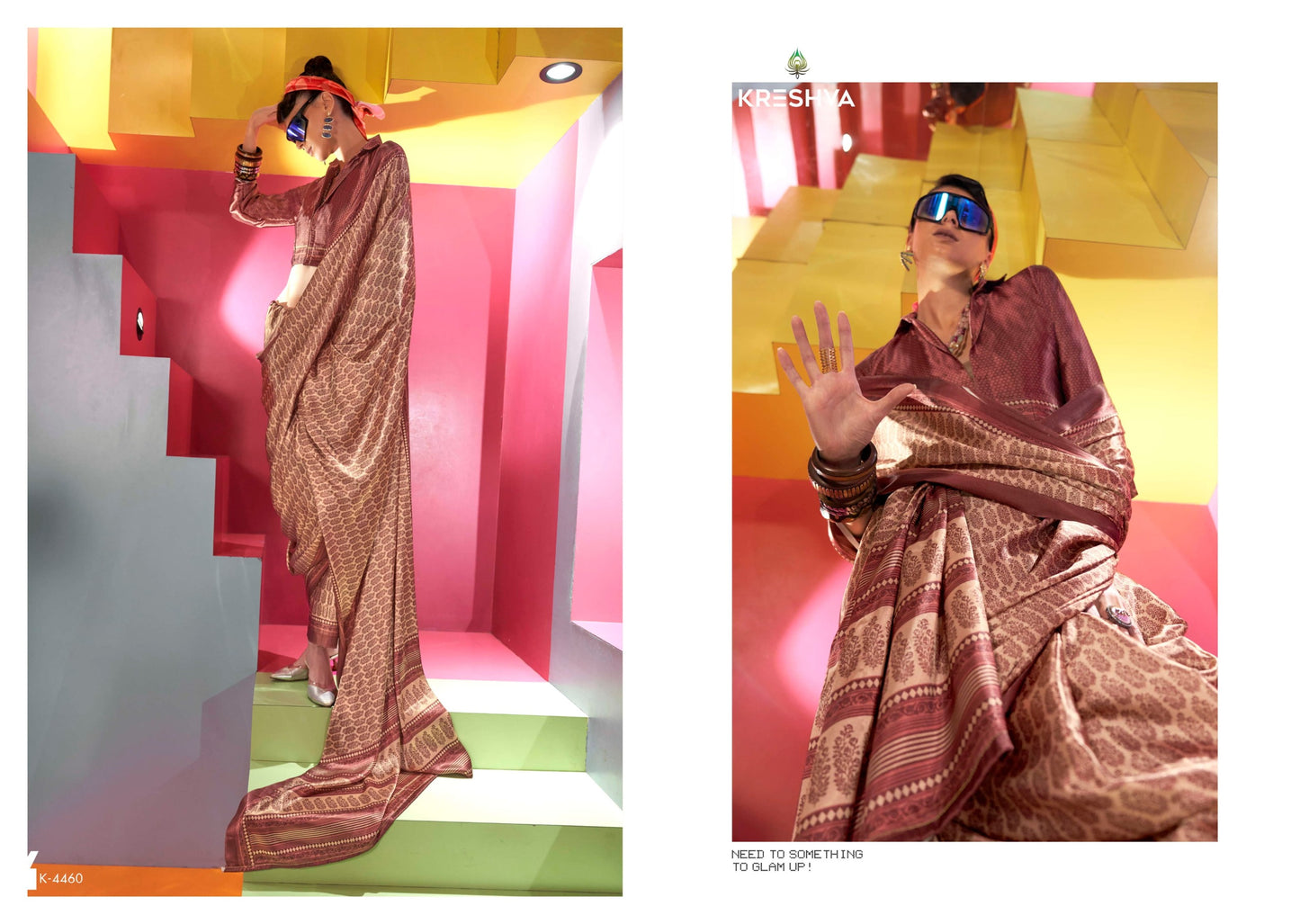4460 Silkina Kreshva Spanish Satin Sarees