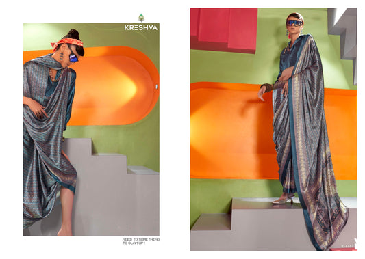 4461 Silkina Kreshva Spanish Satin Sarees