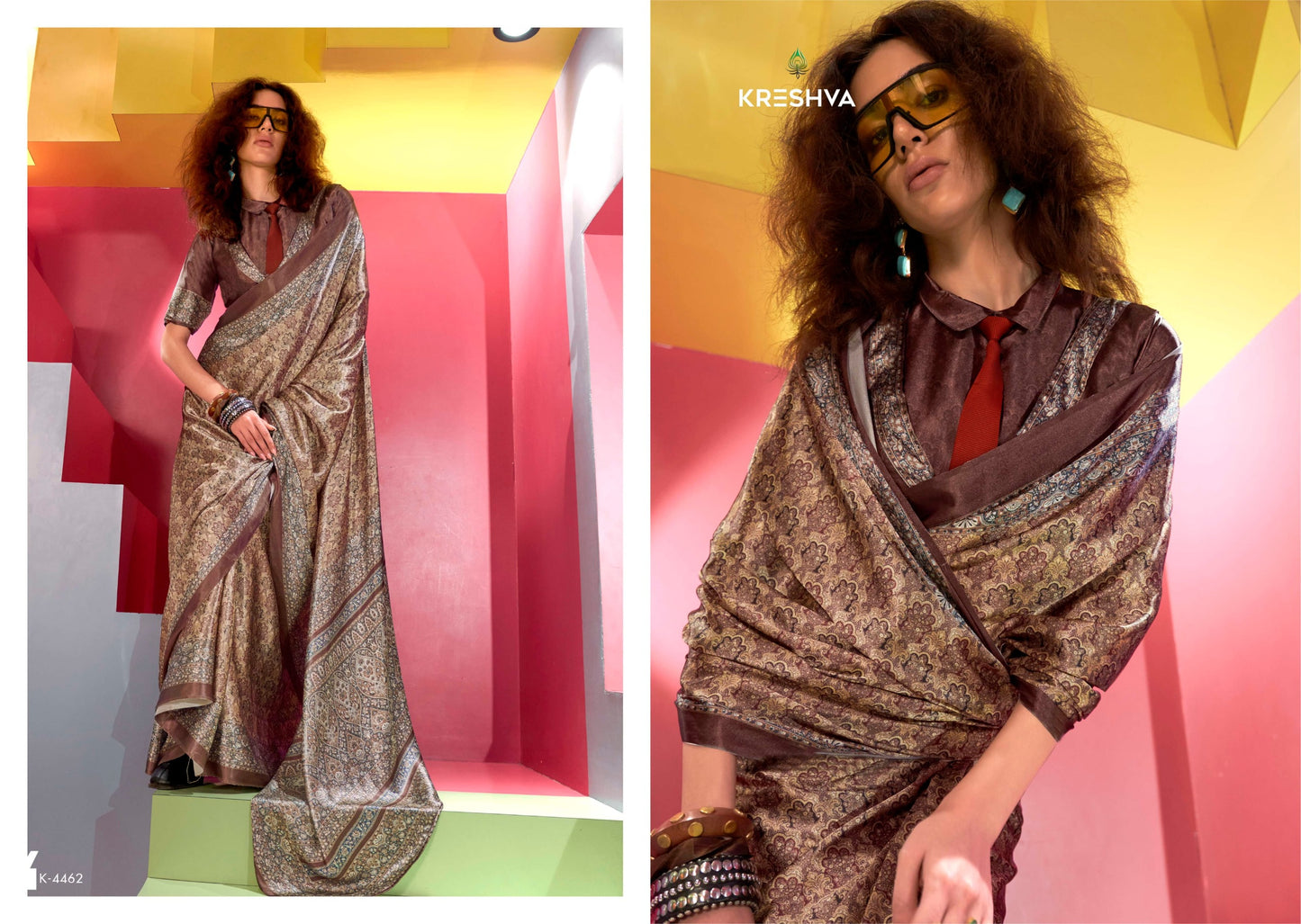4462 Silkina Kreshva Spanish Satin Sarees