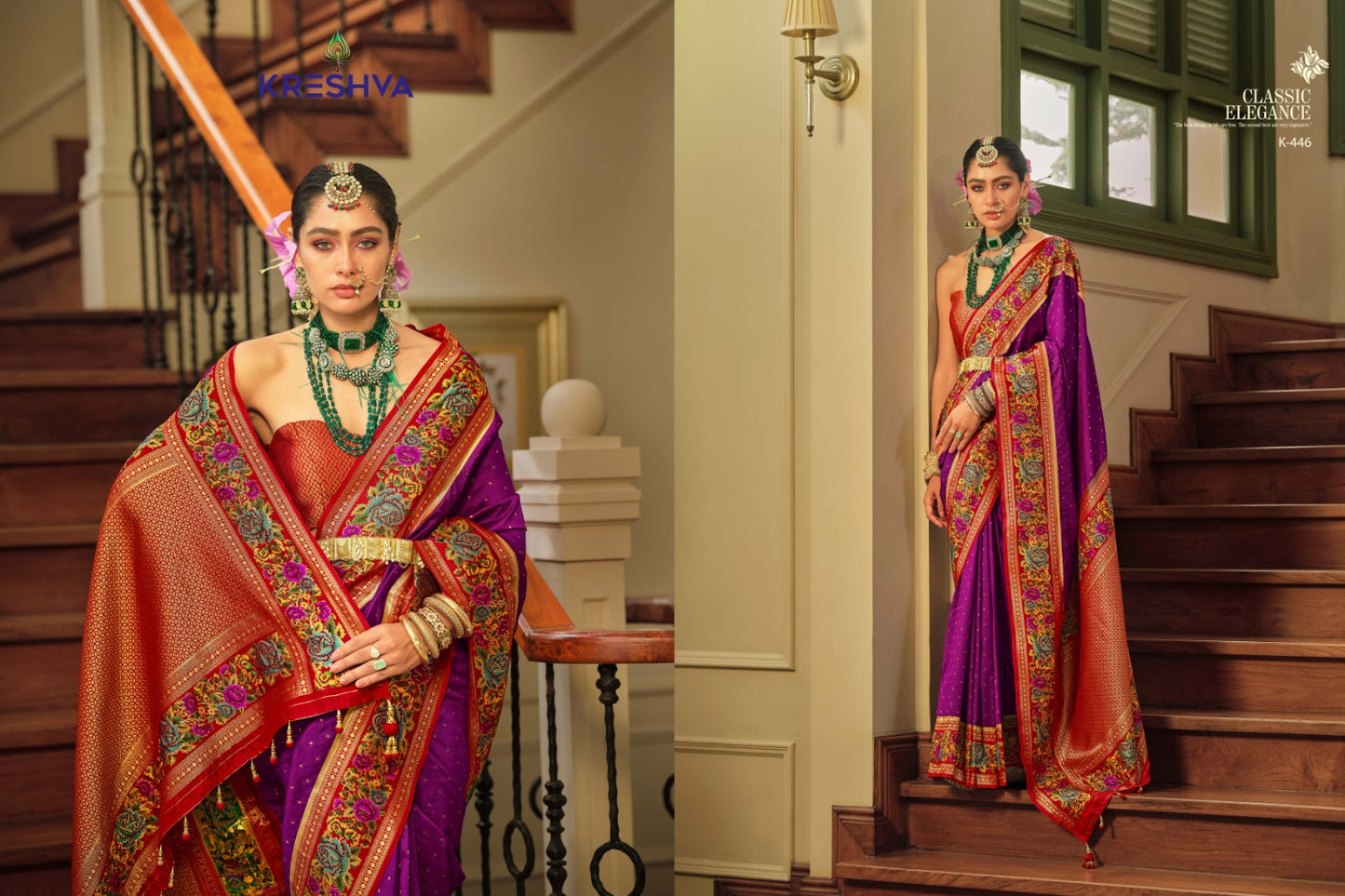 446 Amaya Kreshva Meena Kari Border Sarees
