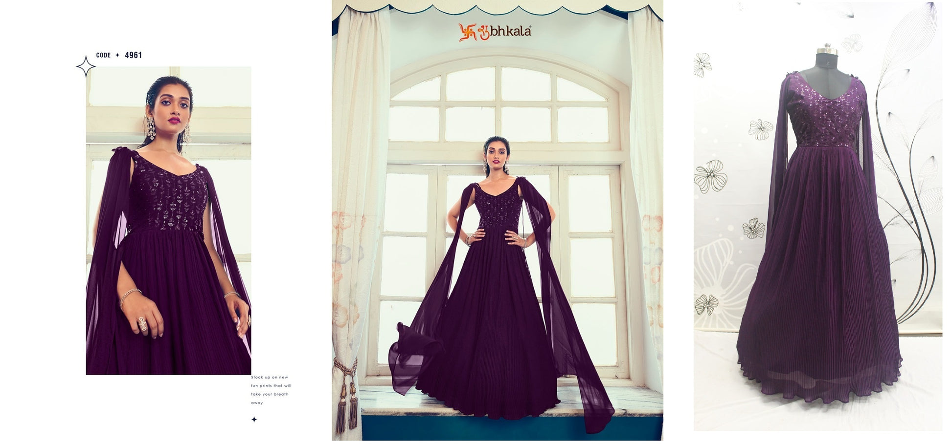 4961 Flory Vol 40 Shubhkala Gown Dupatta Set