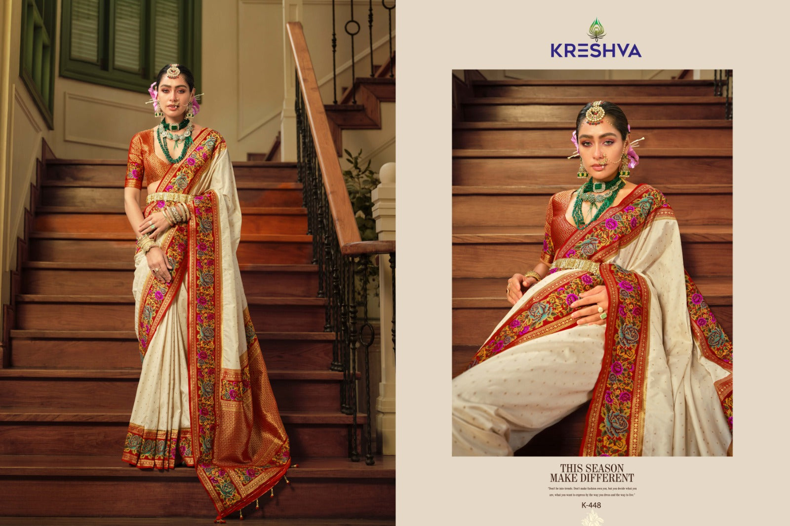 448 Amaya Kreshva Meena Kari Border Sarees