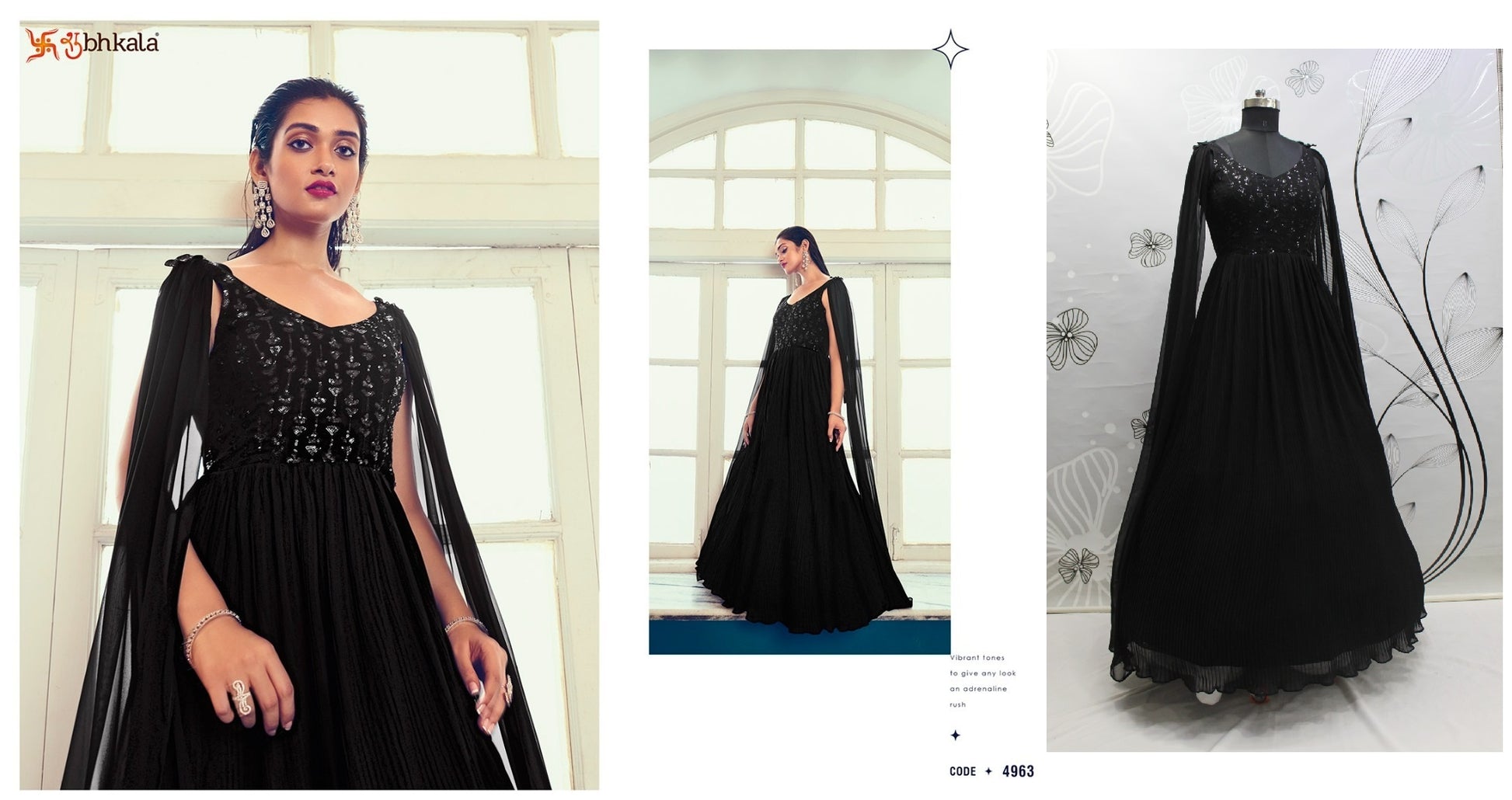 4963 Flory Vol 40 Shubhkala Gown Dupatta Set