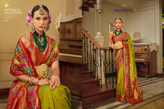 449 Amaya Kreshva Meena Kari Border Sarees