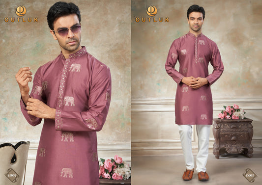 45002 Wedding Collection Vol 45 Outluk Pure Silk Mens Kurta Pyjama