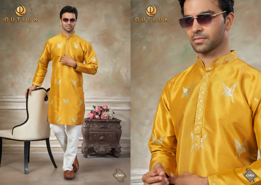 45004 Wedding Collection Vol 45 Outluk Pure Silk Mens Kurta Pyjama