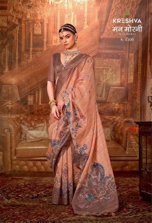 4506 Man Morni Kreshva Pv Silk Sarees