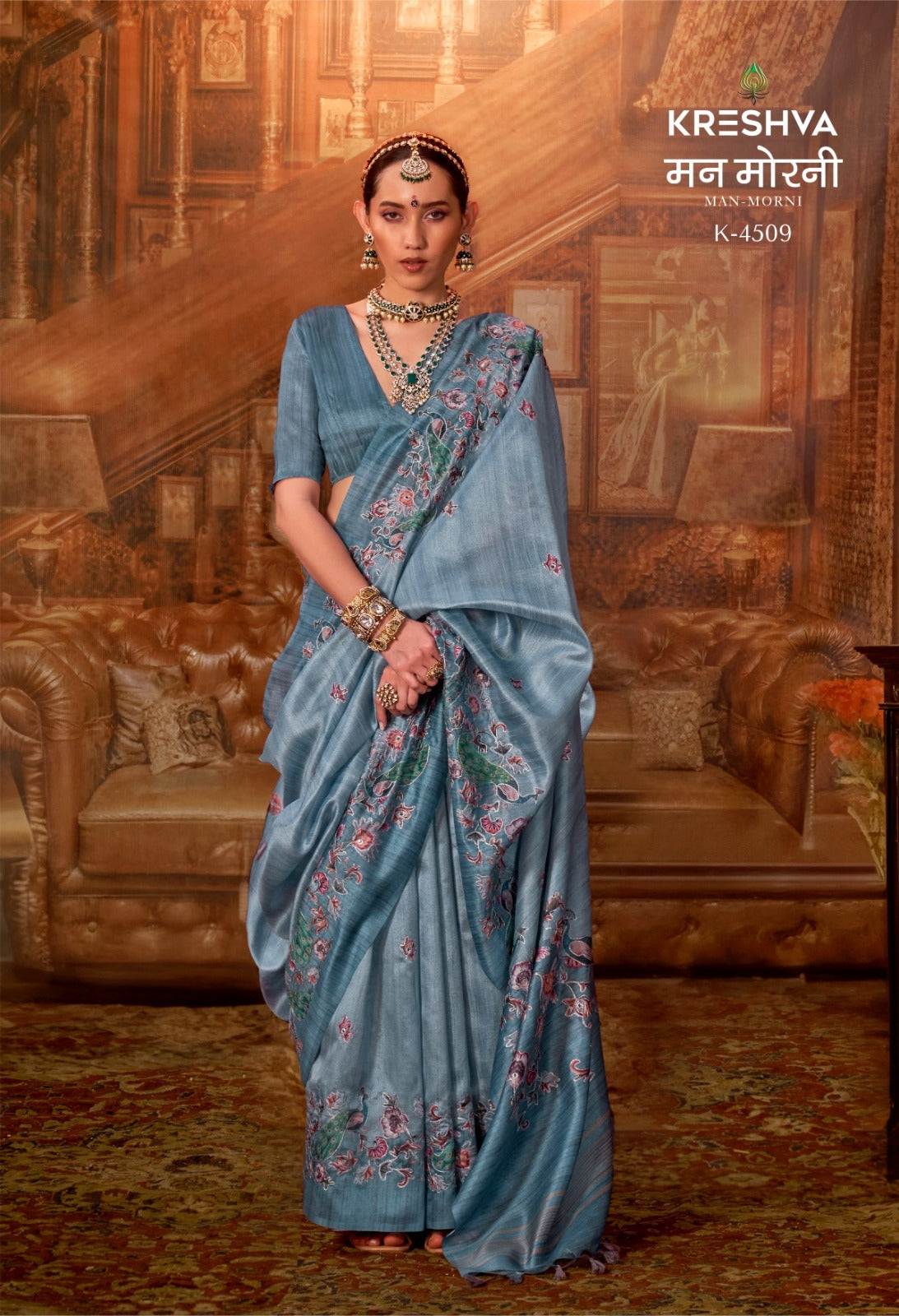4509 Man Morni Kreshva Pv Silk Sarees