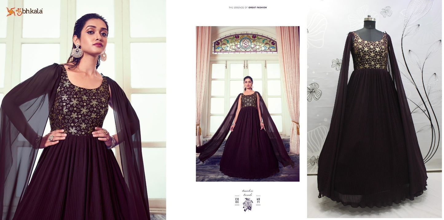 4971 Flory Vol 41 Shubhkala Gown Dupatta Set