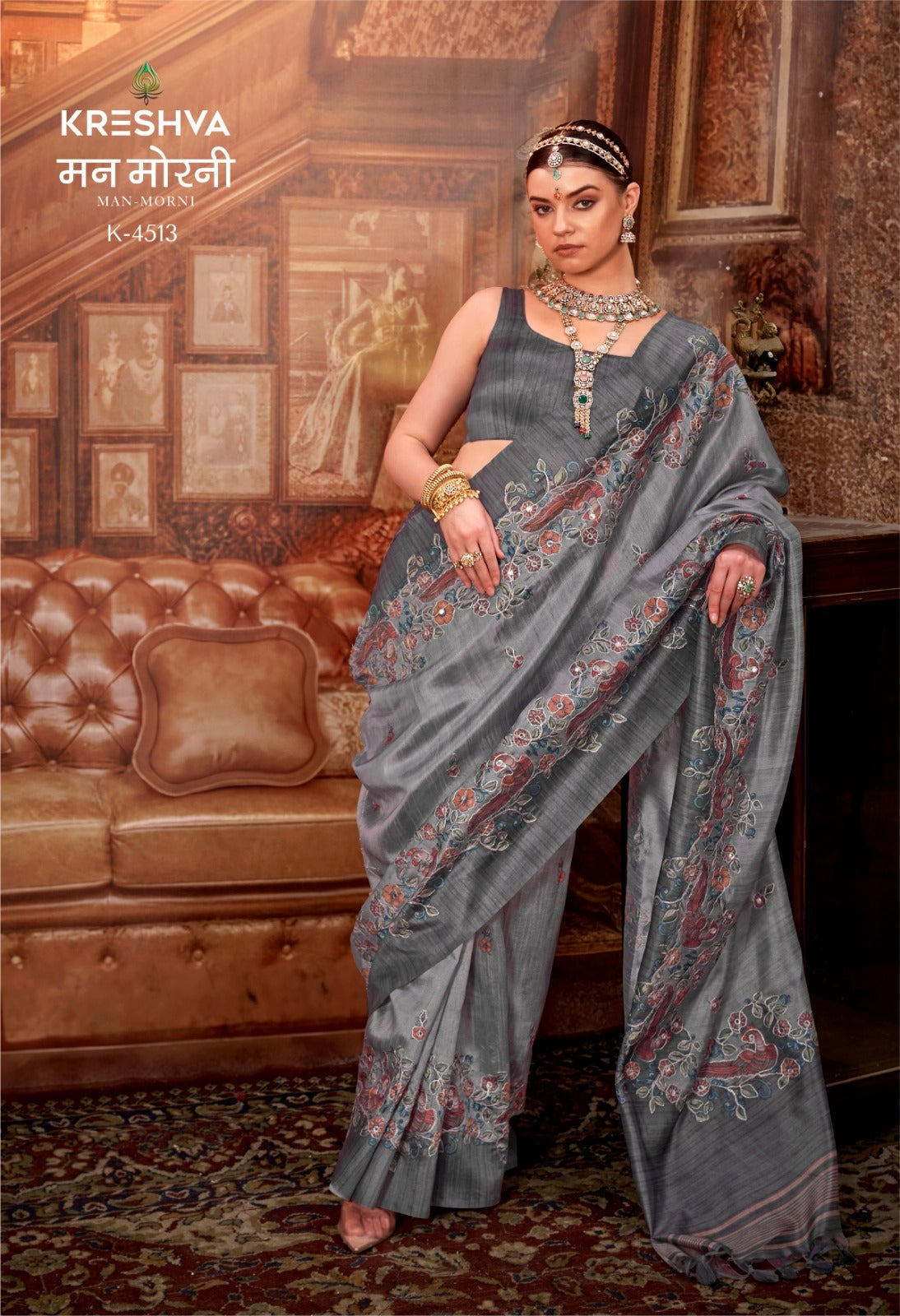 4513 Man Morni Kreshva Pv Silk Sarees
