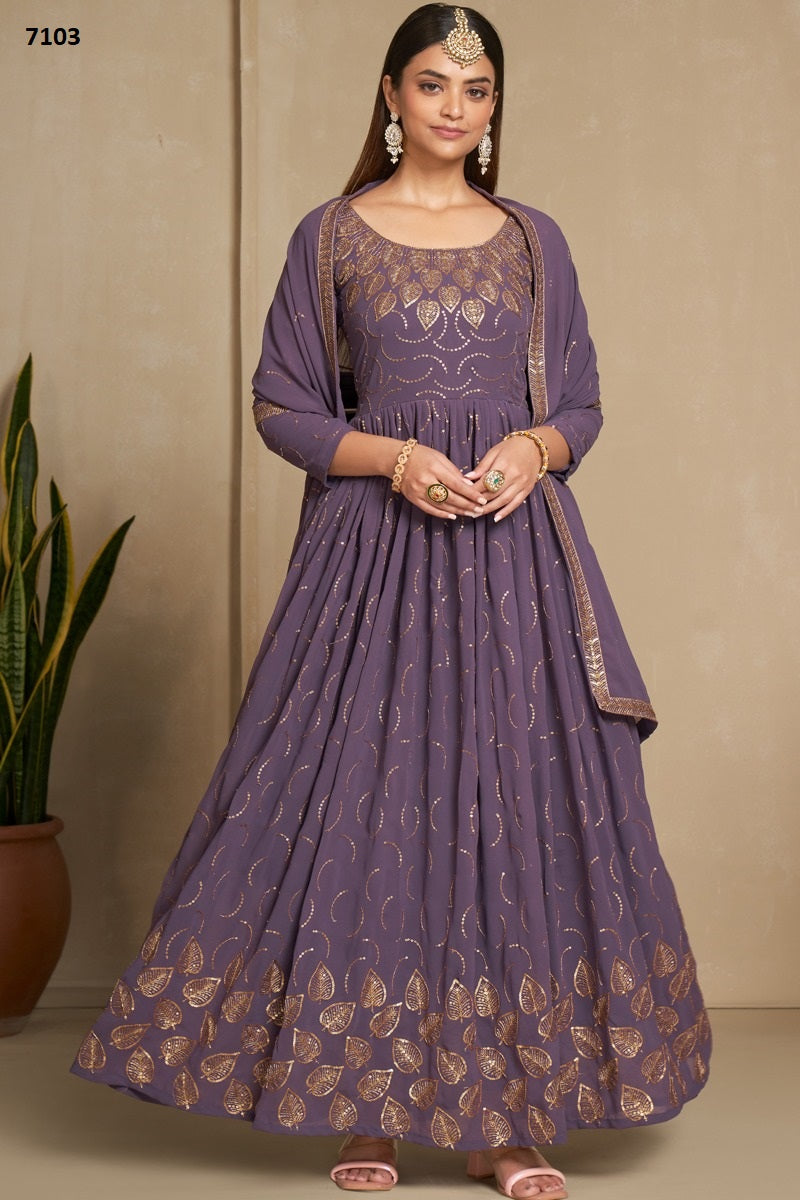 7103 Elegance Vol 2 Aahvan Designs Gown Dupatta Set