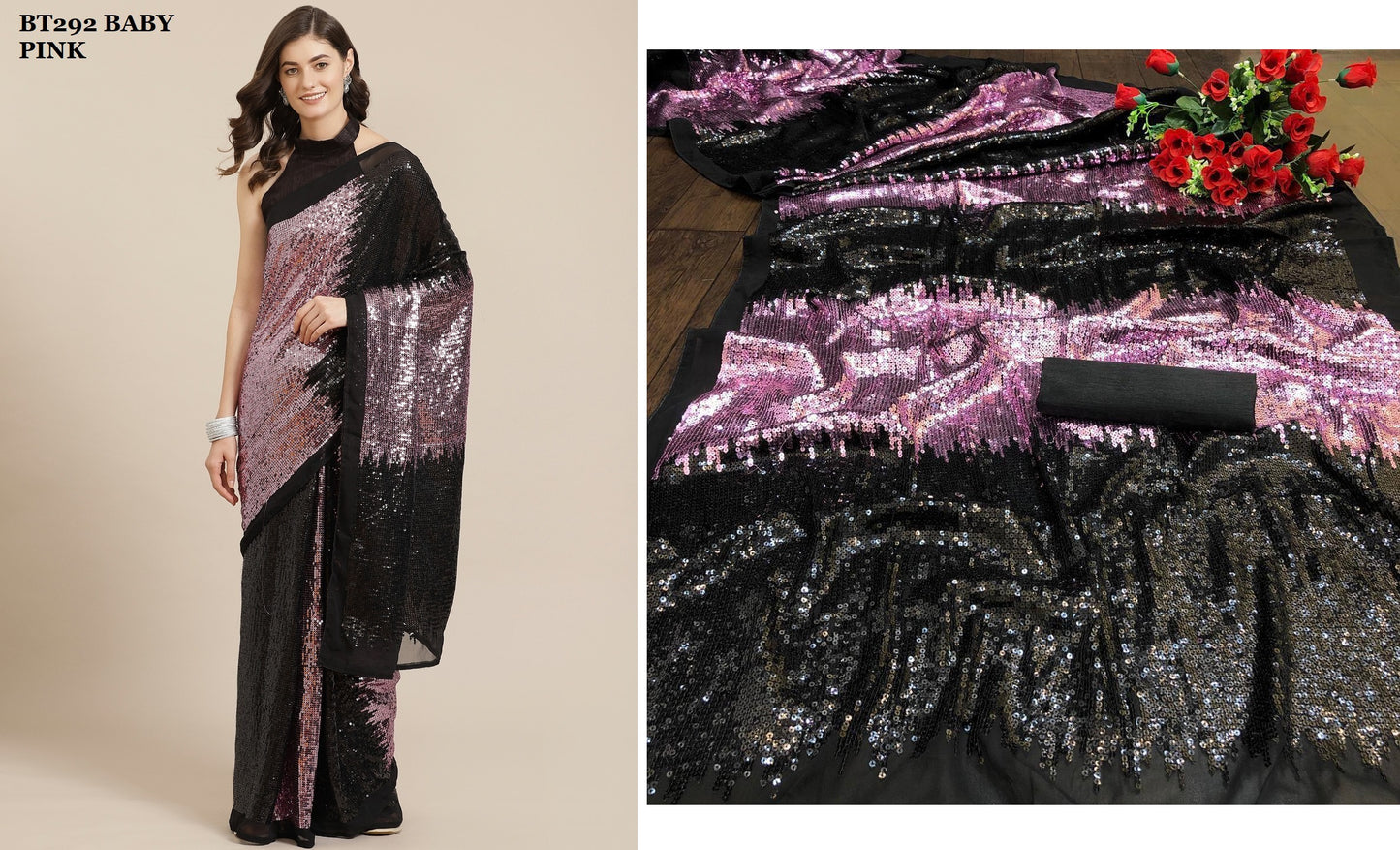 292 Baby Pink Bt Sarees