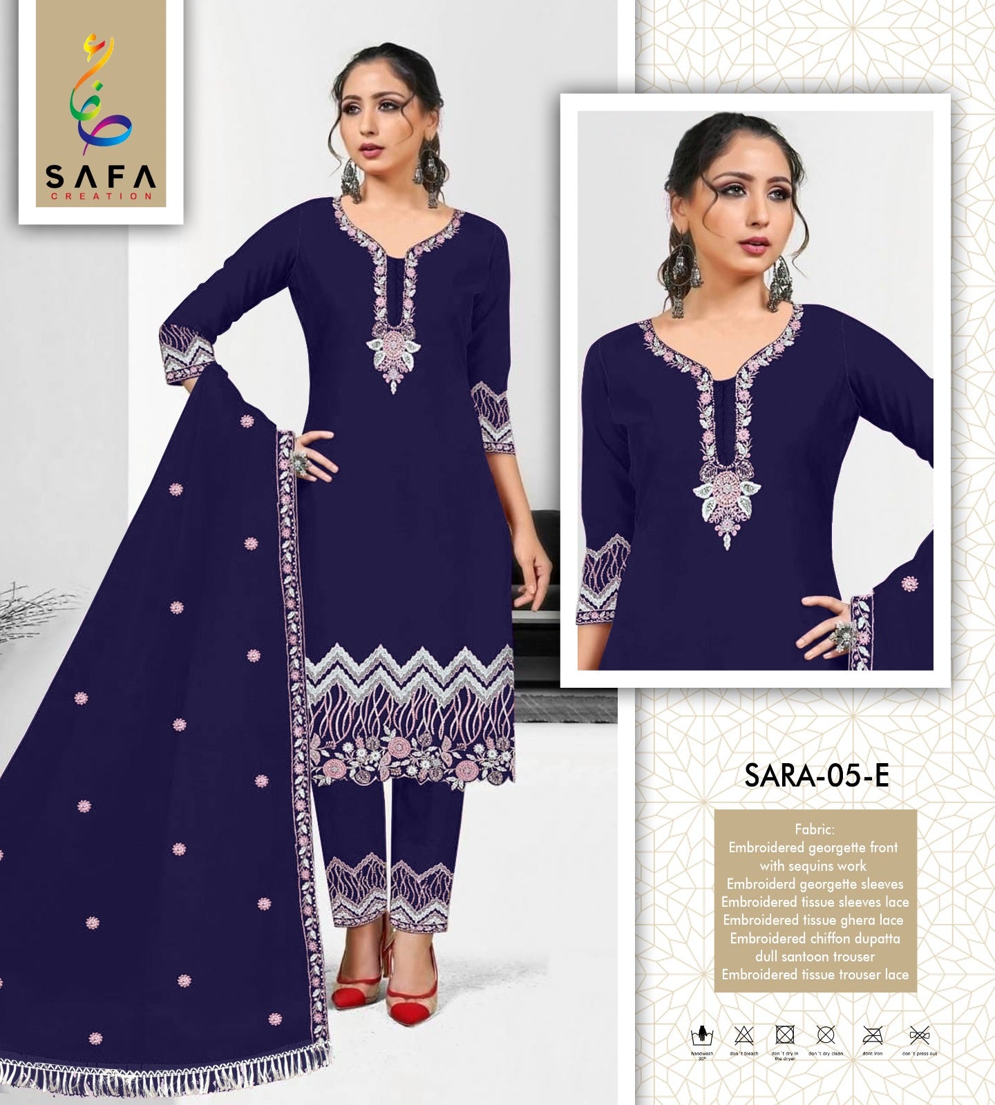 Sara-05E Safa Creation Pakistani Readymade Suits