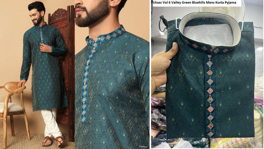 Utsav Vol 6 Valley Green Bluehills Mens Kurta Pyjama