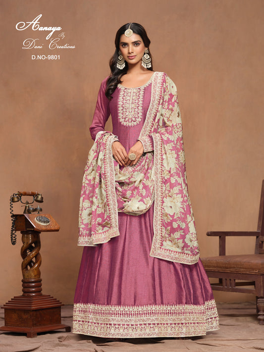 9801 Aanaya Vol 198 Dani Creation Gown Dupatta Set