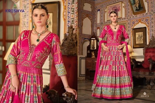 451B Ada Kreshva Print Gown Dupatta Set