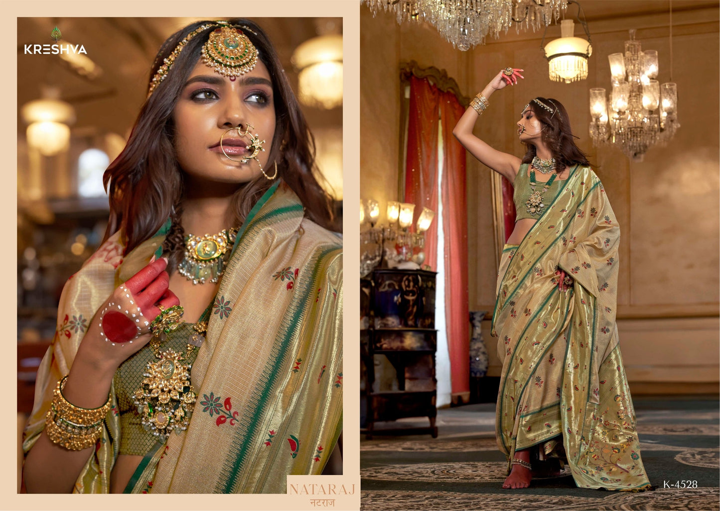 4528 Nataraj Kreshva Tissue Silk Sarees