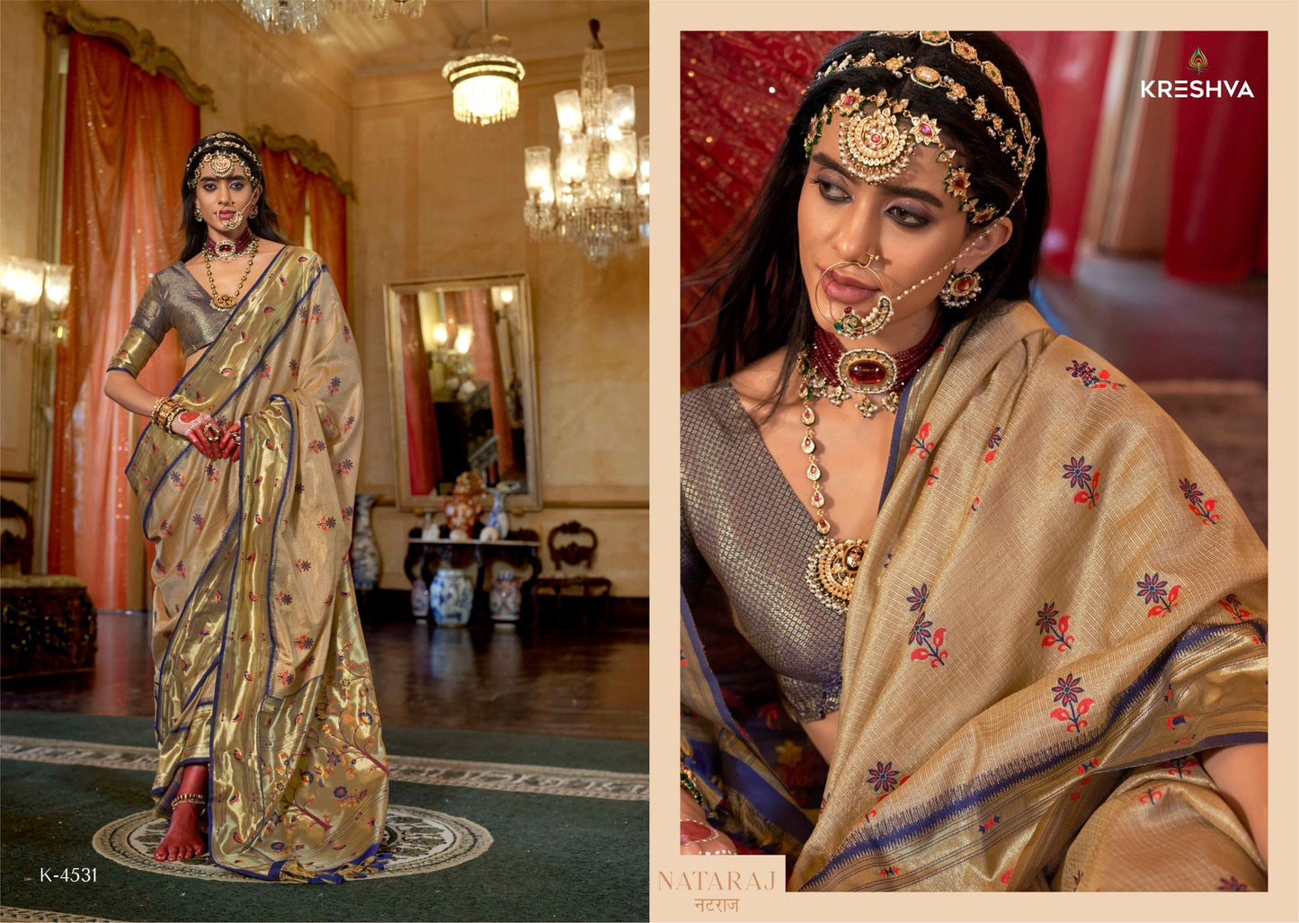 4531 Nataraj Kreshva Tissue Silk Sarees
