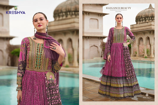 456A Ada Kreshva Print Gown Dupatta Set