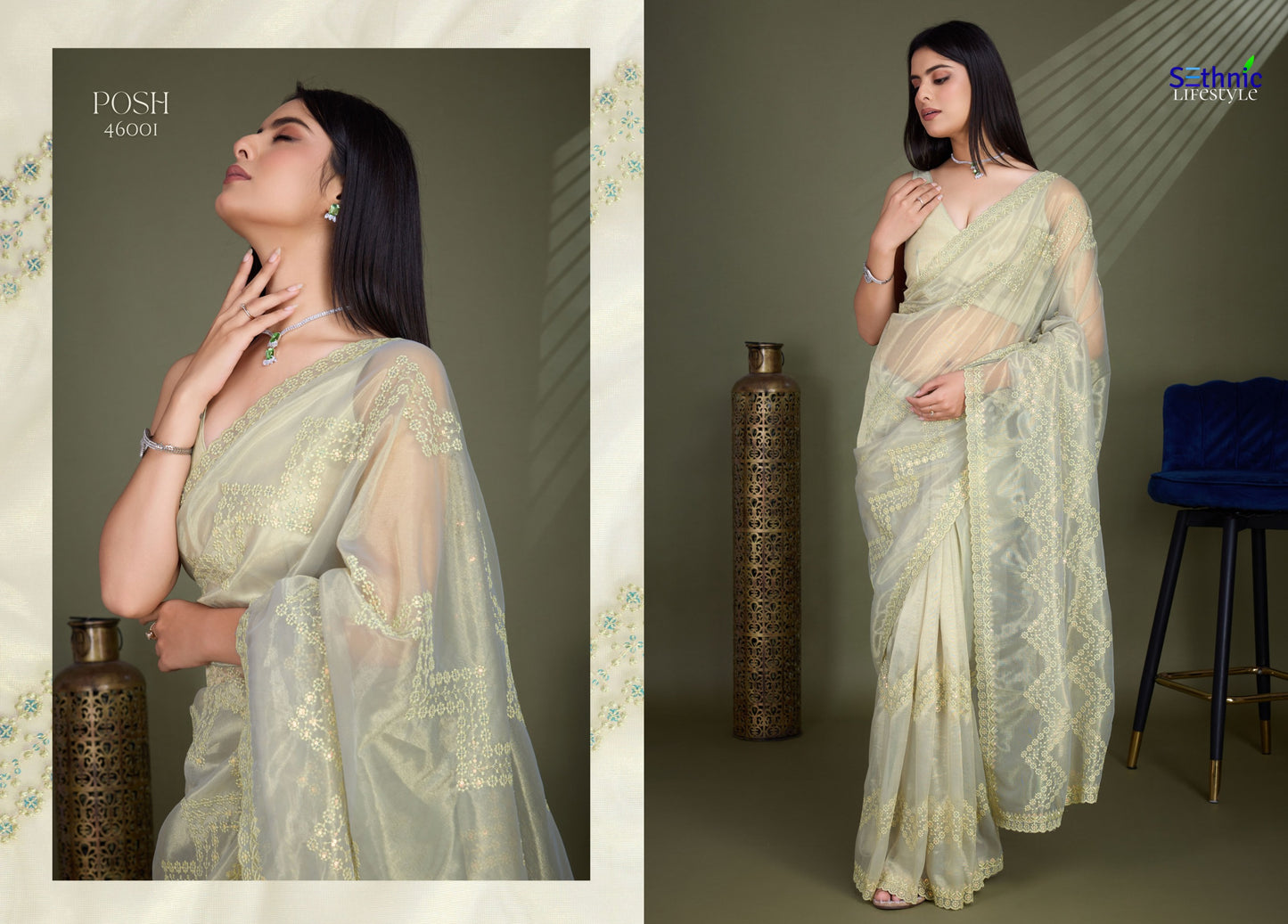 46001 Posh Sethnic Gold Infused Sarees