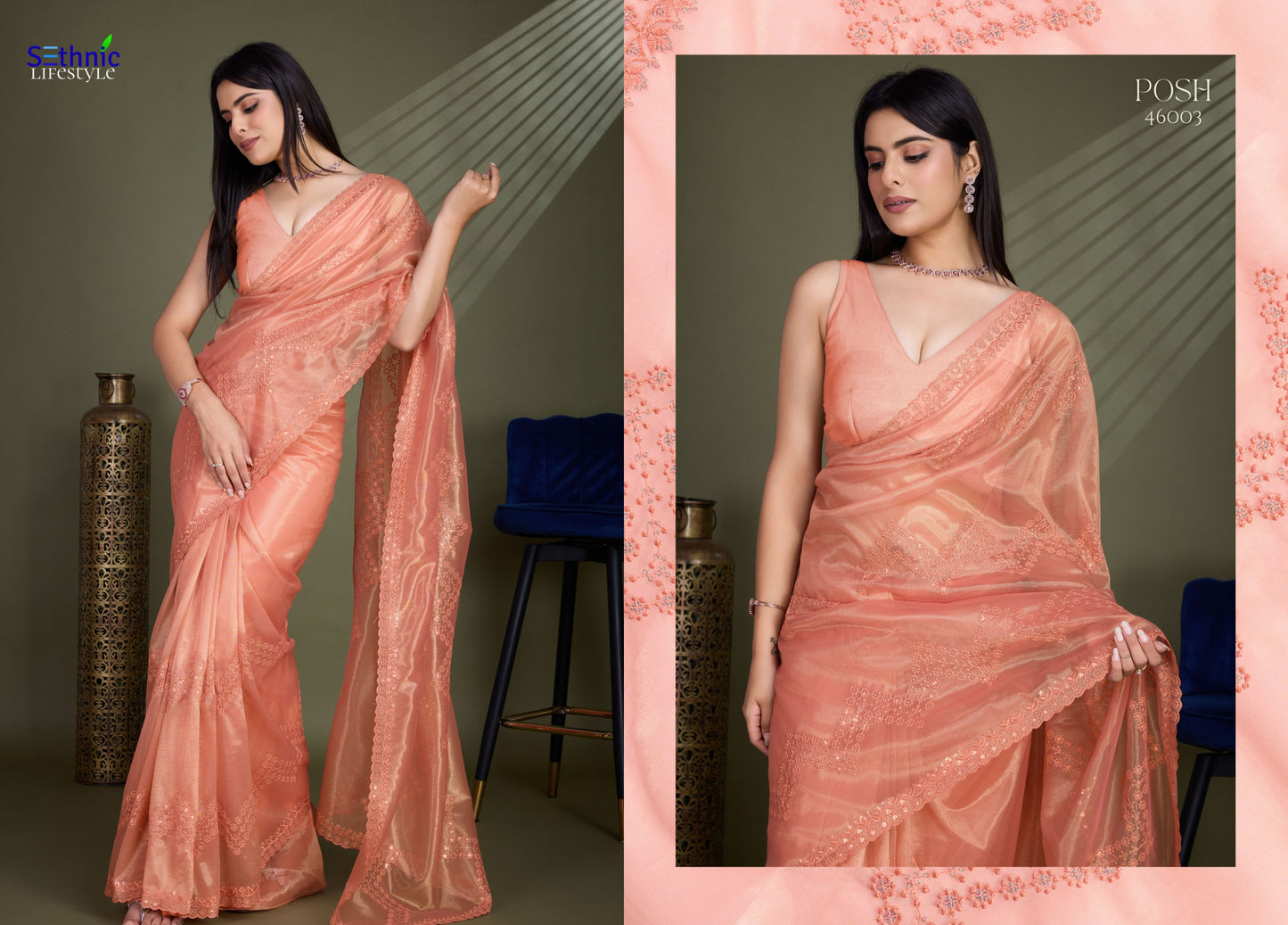 46003 Posh Sethnic Gold Infused Sarees