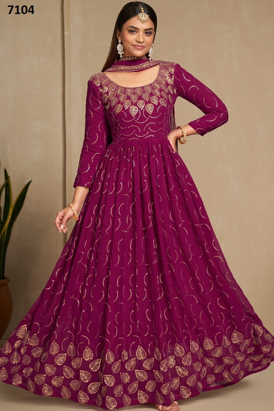 7104 Elegance Vol 2 Aahvan Designs Gown Dupatta Set