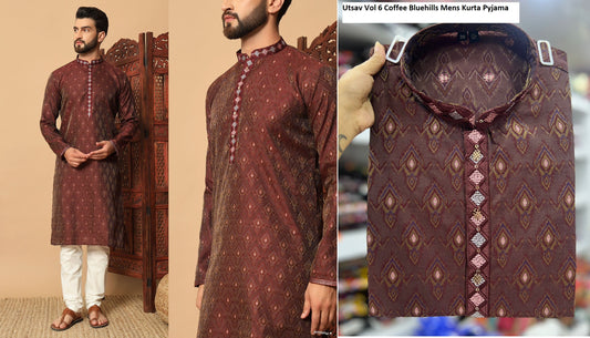 Utsav Vol 6 Coffee Bluehills Mens Kurta Pyjama