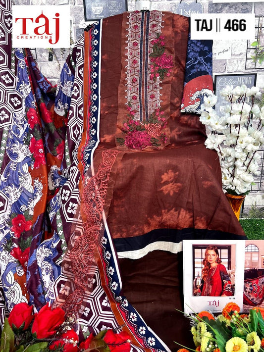 466 Taj Creations Embroidery Pakistani Patch Suits